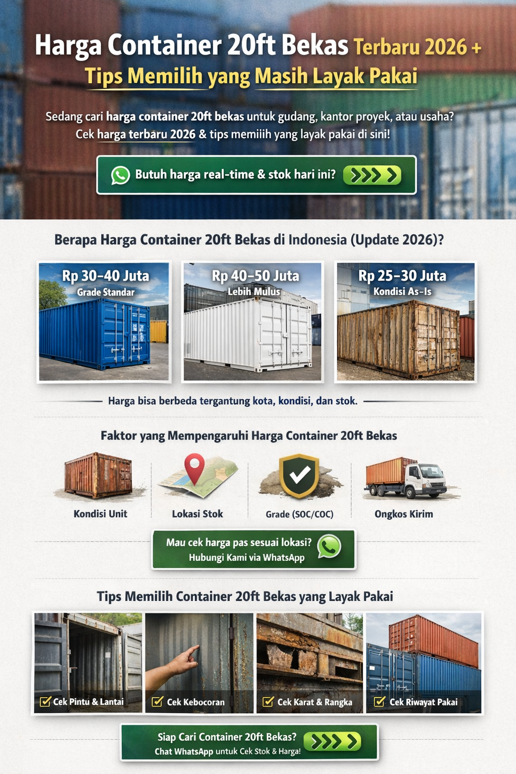 harga container 20ft bekas untuk gudang proyek